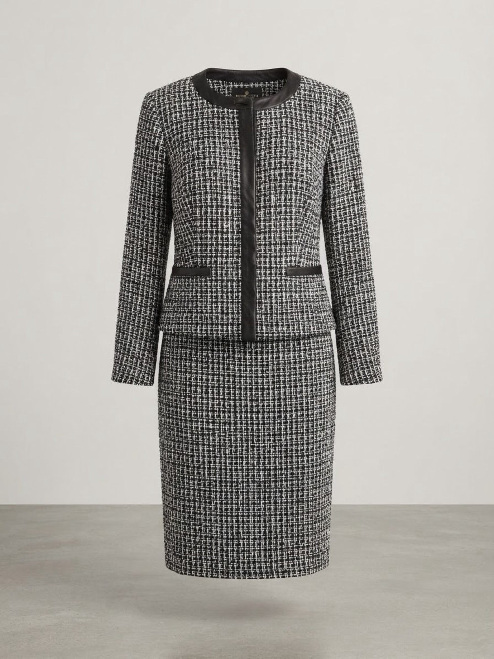 Vintage Pendleton Black & White Tweed Skirt Suit Set - Size 18W Jacket / Size 20